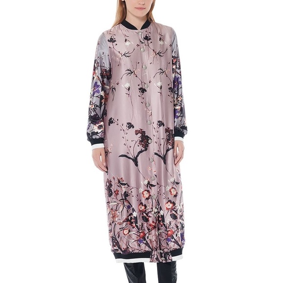 Flower Printed Long Baseball Jacket large - Picture 7 of 7